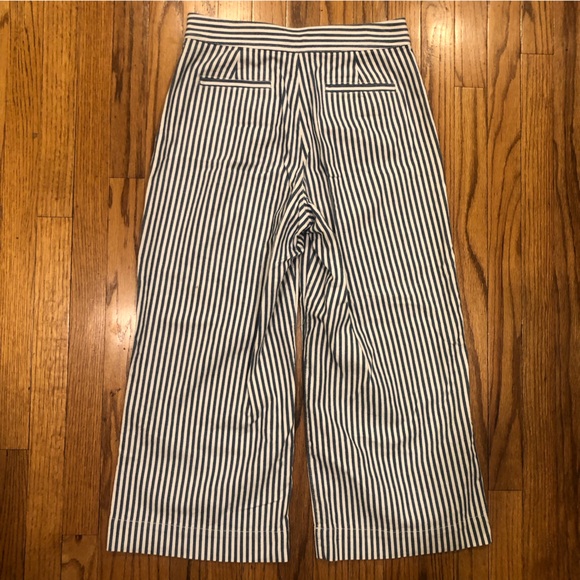 Madewell Wide Leg Blue & White Striped Cropped Pants Capri - Picture 5 of 11
